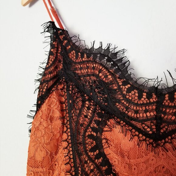 Anthropologie Let Me Be Printed Boho Midi Dress M Lace Overlay Whimsy Goth $180 - Picture 8 of 16